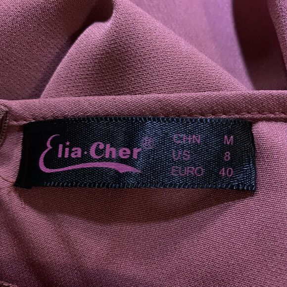 Elia-Cher Dress Women 8 Brick Color Spaghetti Strap Strappy Fit and Flare Party - Picture 6 of 6